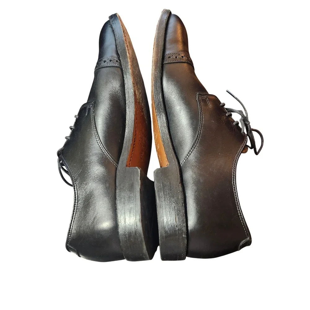 Allen Edmonds Fifth Avenue Mens 8 D Black Leather Cap Toe Oxford Shoes Dress